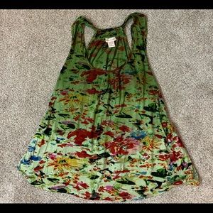 MONROE & MAIN Green ABSTRACT Flared TANK Top TUNIC